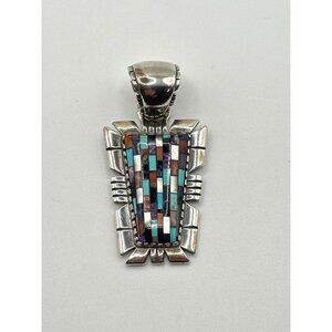 Carolyn Pollack Relios Southwestern Sterling Silver 925 Multistone Inlay Pendant